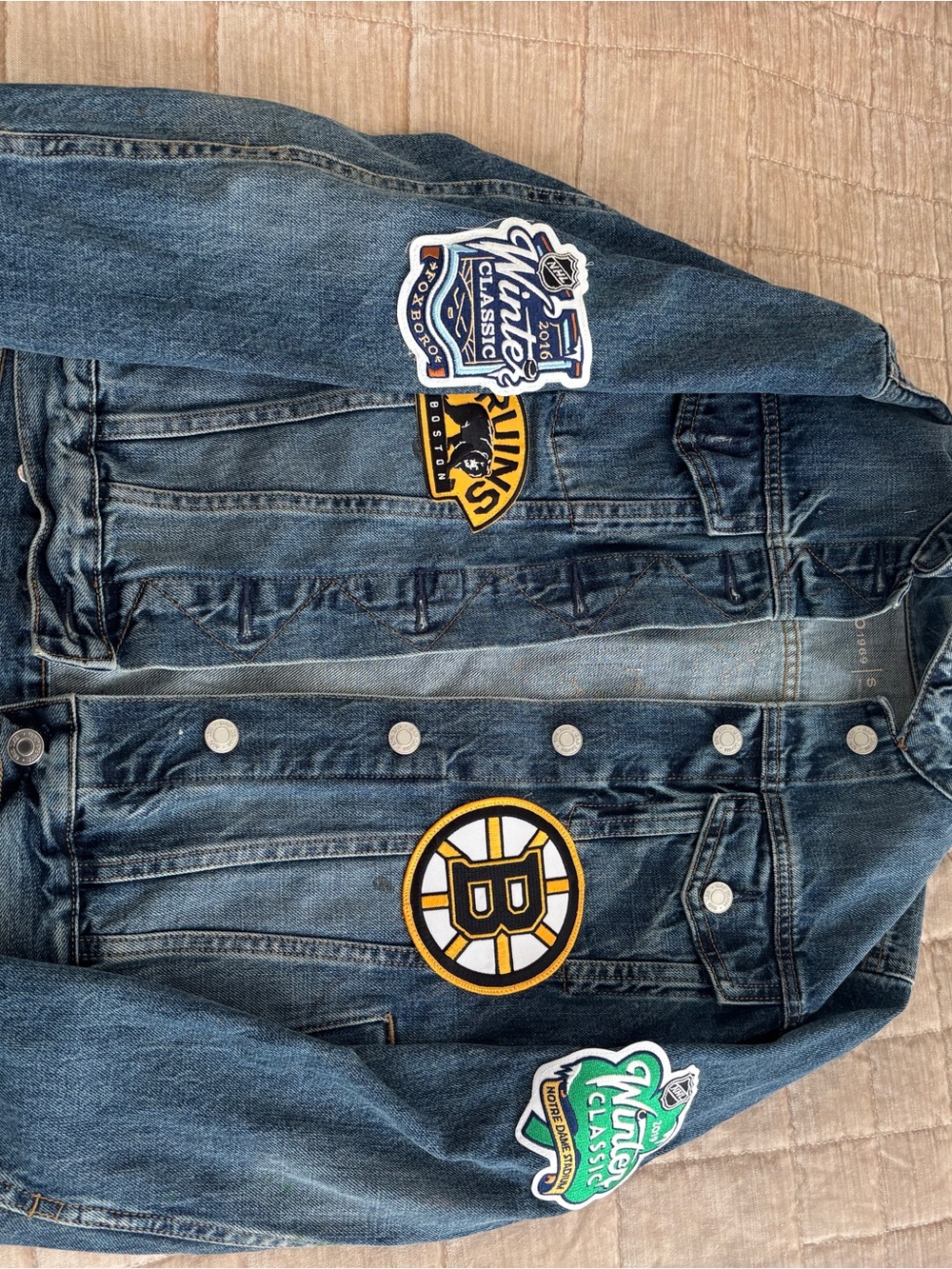 Yeezy Blue Denim Jacket with Sports Patches